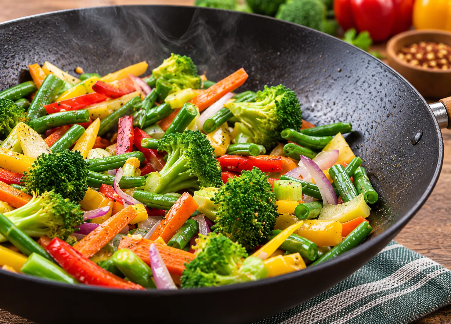 Thai vegetable stir fry made with fresh vegetables in Winnipeg, MB