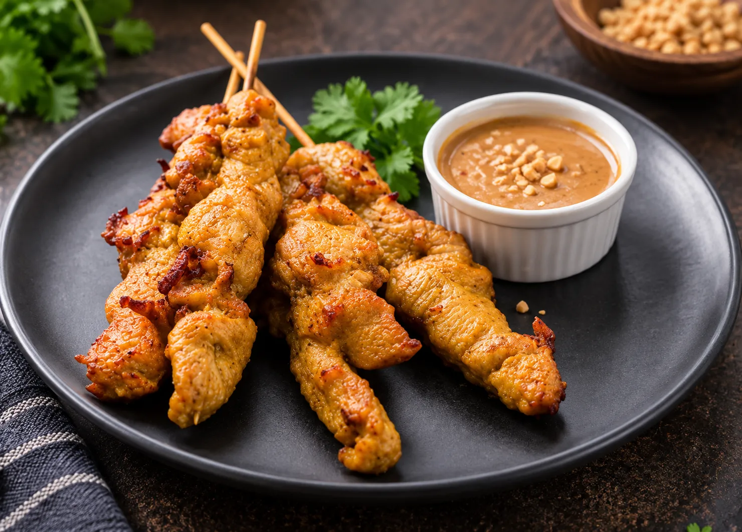 Thai satay skewers with peanut sauce in Winnipeg, MB